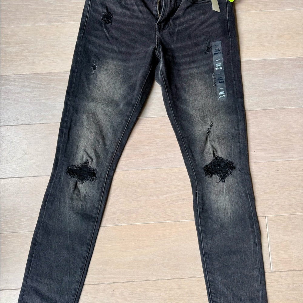 Aeropostale Black/Charcoal Distressed Skinny Jeans 29/32